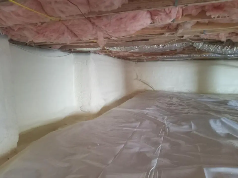 Crawl space encapsulation with closed-cell spray foam for Attic Insulation in Wolfeboro